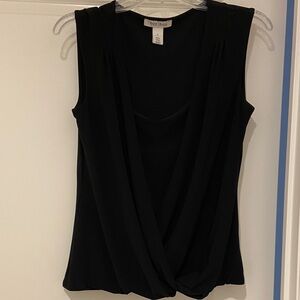 White House Black Market Black Draped Sleeveless Blouse size Small
